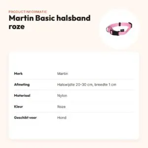 Martin Basic halsband nylon roze 20-30 cm – productinformatie