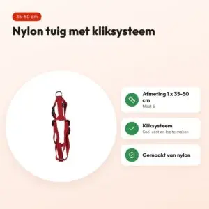 Martin hondentuig Basic nylon rood 35-50 cm – maat S – voordelen