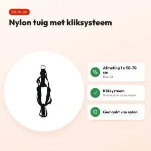 Martin hondentuig Basic nylon zwart 50-70 cm – maat M – voordelen