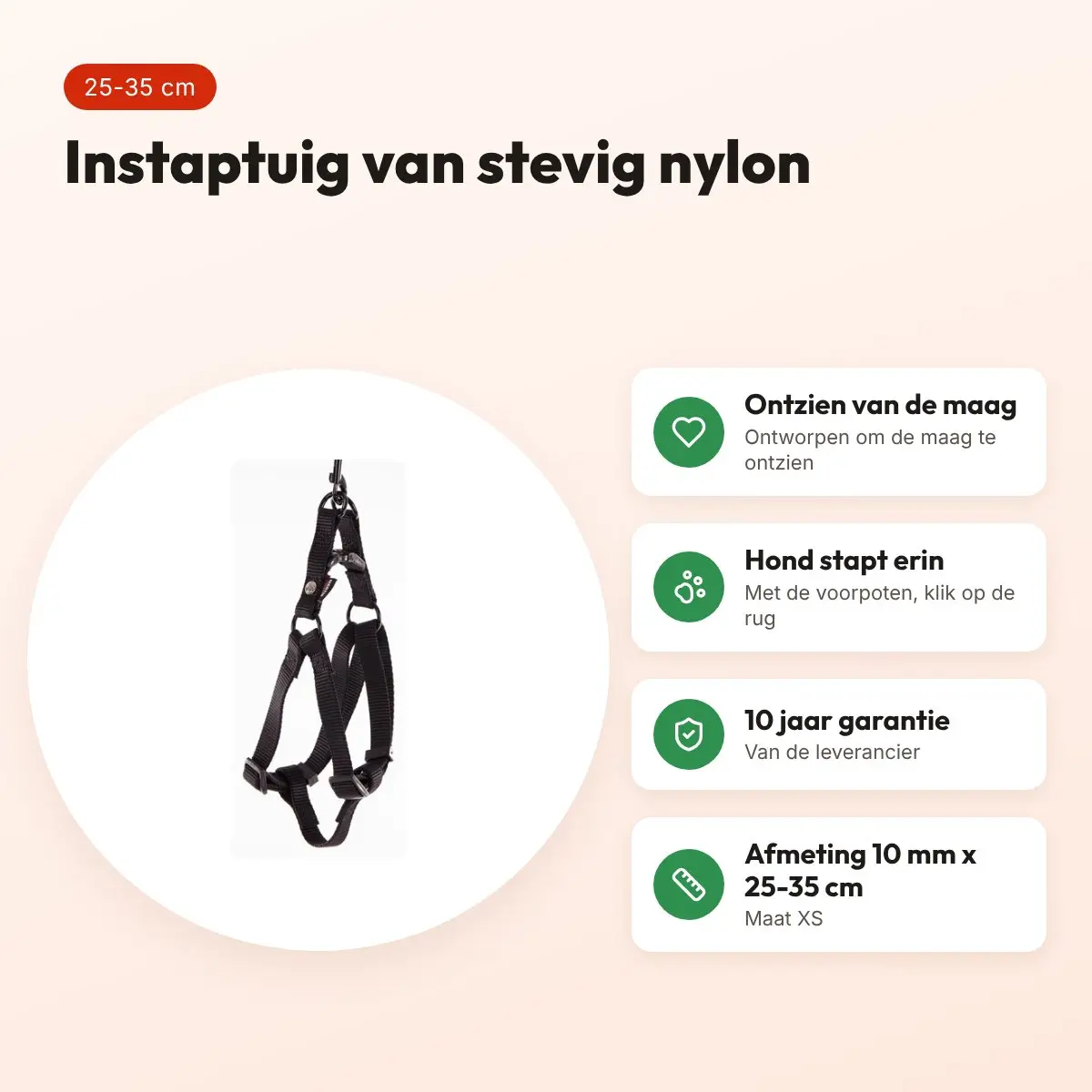 Martin instaptuig nylon zwart 25-35 cm – maat XS – voordelen