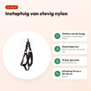 Martin instaptuig nylon zwart 30-50 cm – maat S – voordelen
