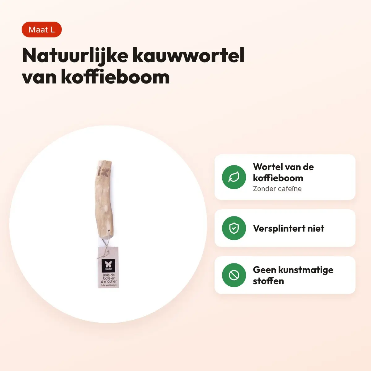 Martin kauwwortel koffiehout L – natuurlijke kauwwortel voor honden – voordelen