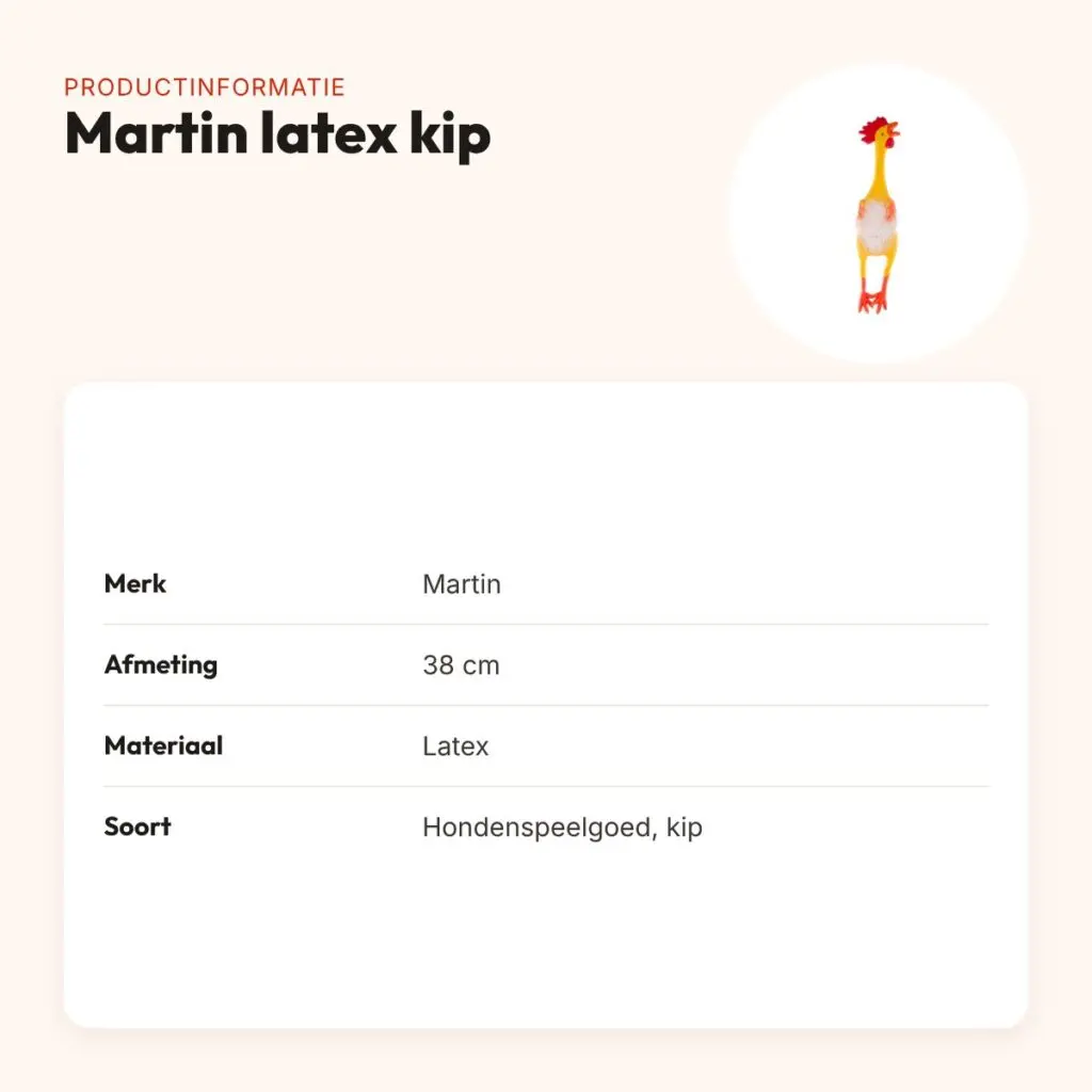 Martin latex hondenspeelgoed kip 38 cm – productinformatie