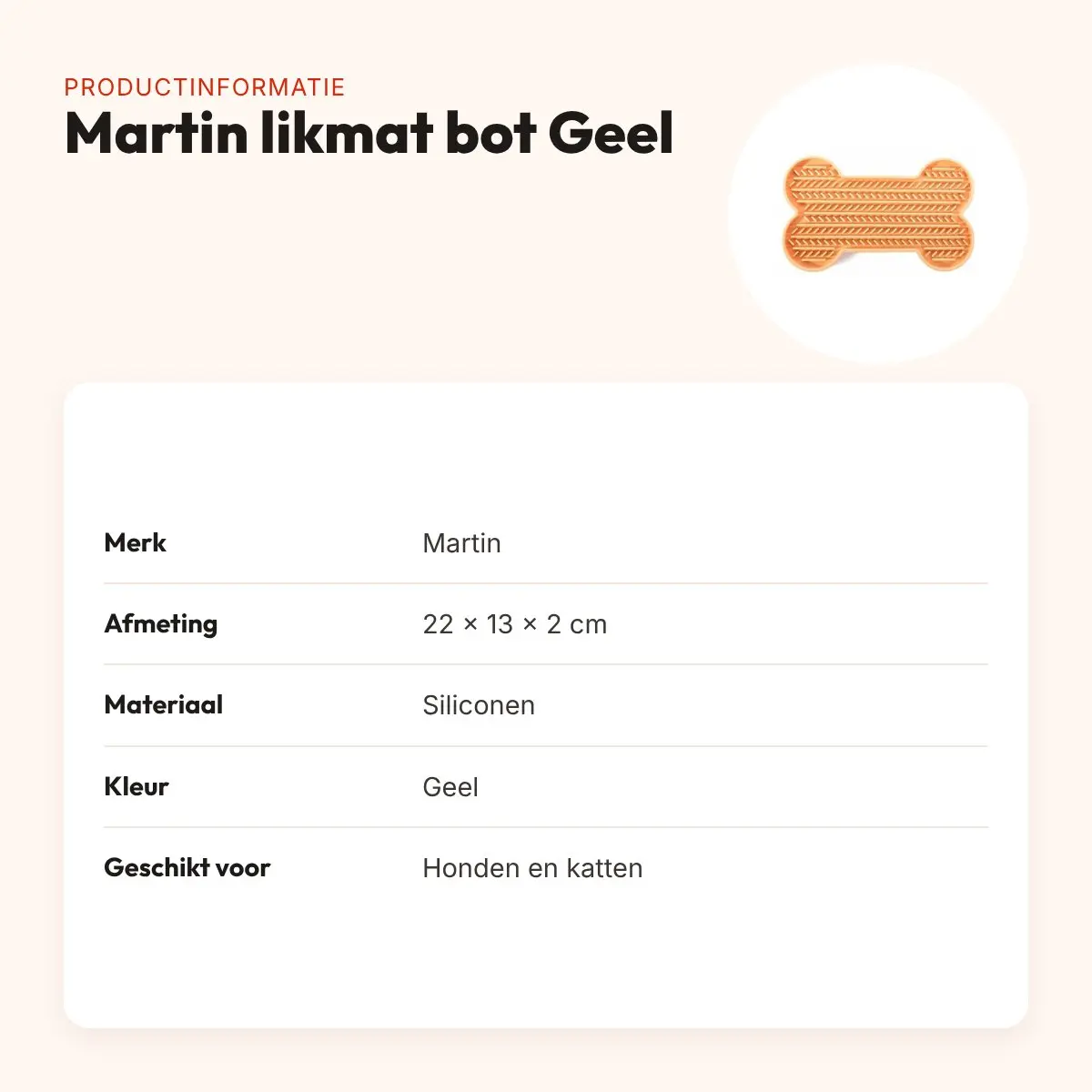 Martin likmat bot Geel 22 x 13 x 2 cm – siliconen, met zuignappen – productinformatie