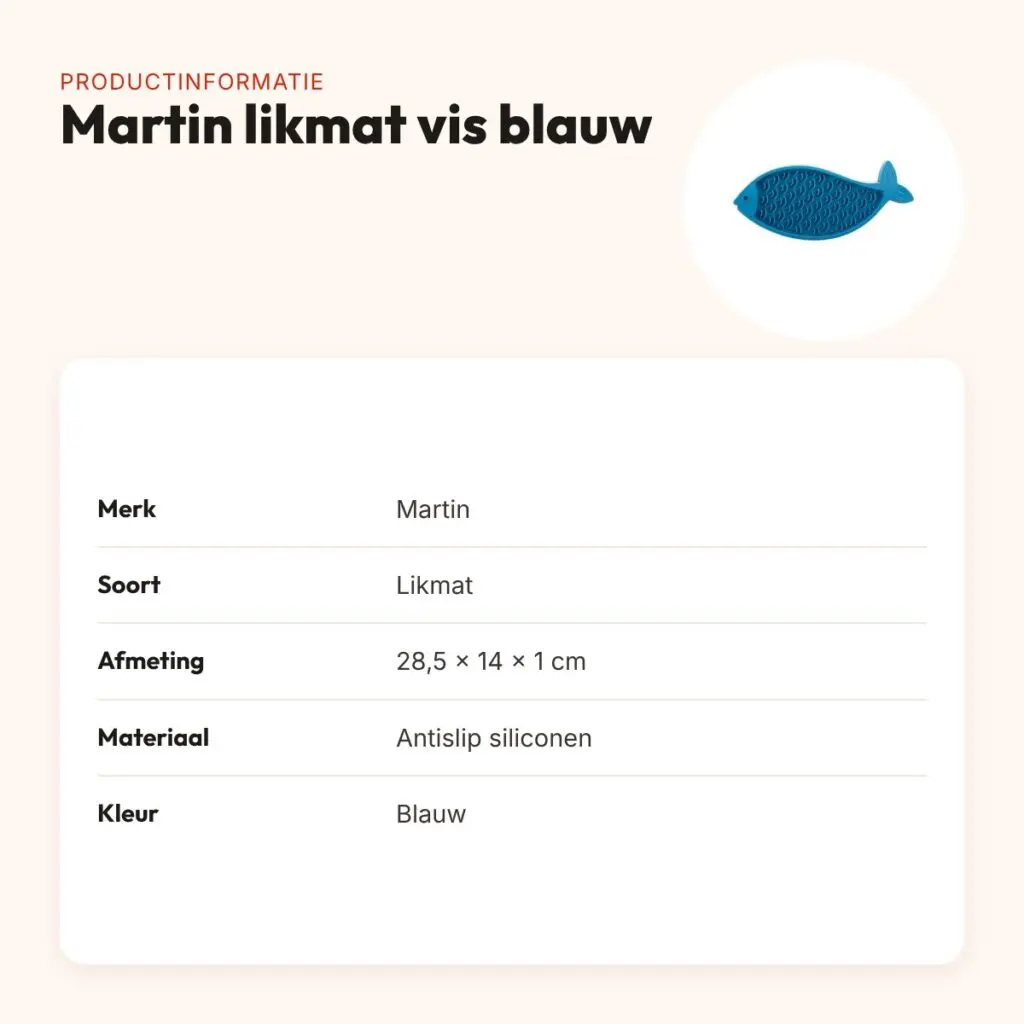 Martin likmat vis siliconen blauw 28,5 x 14 x 1 cm – antislip – productinformatie
