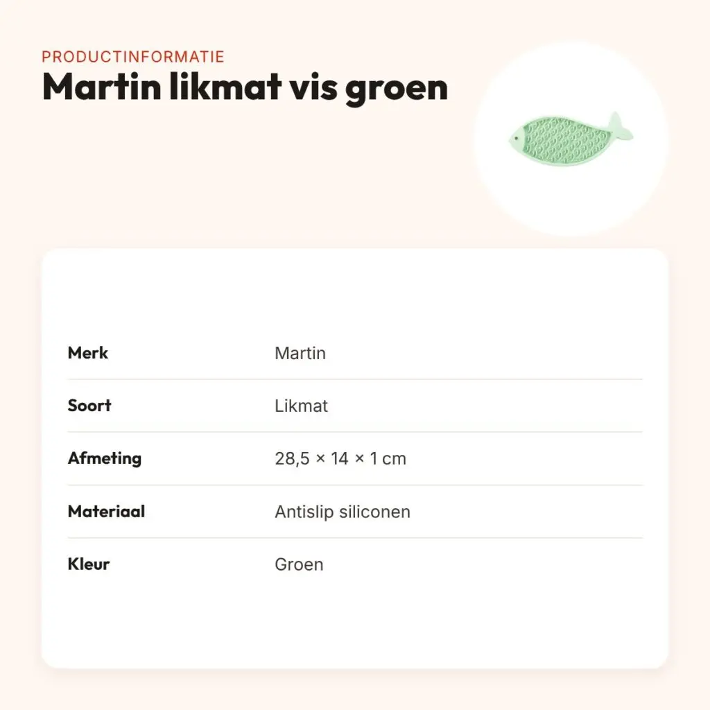 Martin likmat vis siliconen groen 28,5 x 14 x 1 cm – antislip – productinformatie
