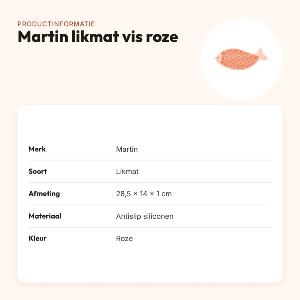Martin likmat vis siliconen roze 28,5 x 14 x 1 cm – antislip – productinformatie