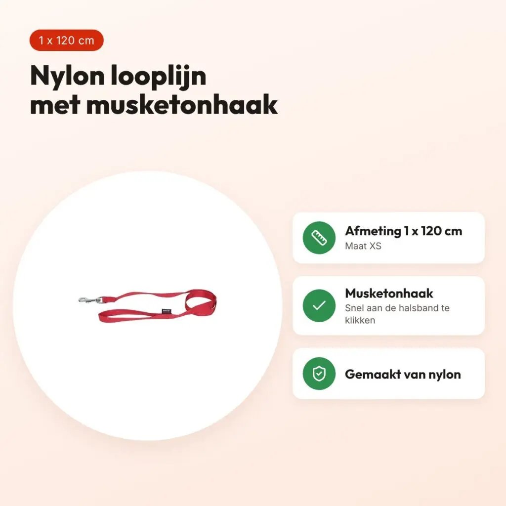 Martin looplijn Basic nylon rood 1 x 120 cm – maat XS – voordelen