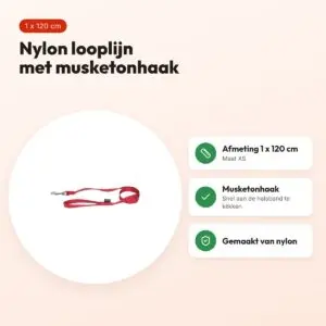 Martin looplijn Basic nylon rood 1 x 120 cm – maat XS – voordelen