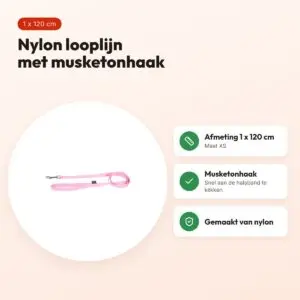 Martin looplijn Basic nylon roze 1 x 120 cm – maat XS – voordelen