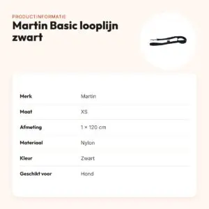 Martin looplijn Basic nylon zwart 1 x 120 cm – maat XS – productinformatie