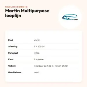 Martin looplijn Multipurpose Basic nylon turquoise 2 x 200 cm – productinformatie