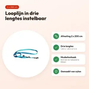 Martin looplijn Multipurpose Basic nylon turquoise 2 x 200 cm – voordelen