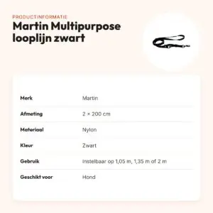 Martin looplijn Multipurpose Basic nylon zwart 2 x 200 cm – productinformatie