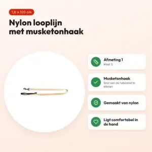Martin looplijn nylon beige 1,6 x 120 cm – maat S – voordelen