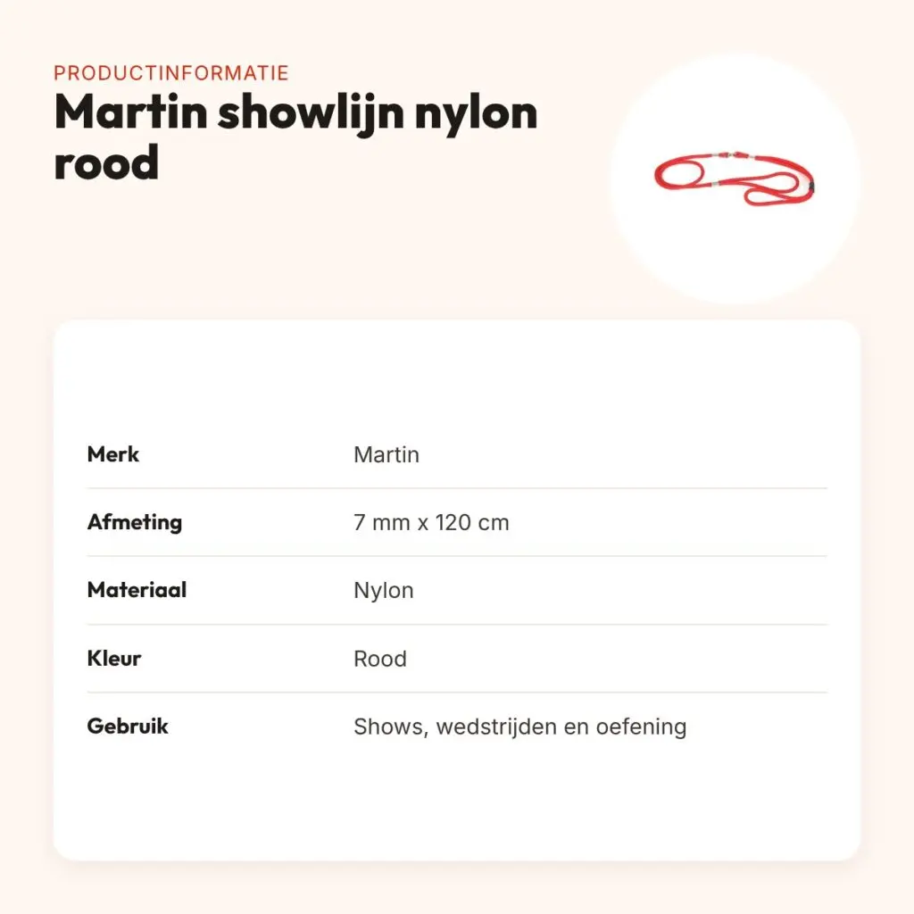 Martin showlijn nylon rood 7 mm x 120 cm – productinformatie