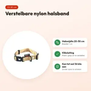 Martin verstelbare halsband nylon beige 20-30 cm – voordelen