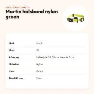 Martin verstelbare halsband nylon groen 20-30 cm – maat XS – productinformatie