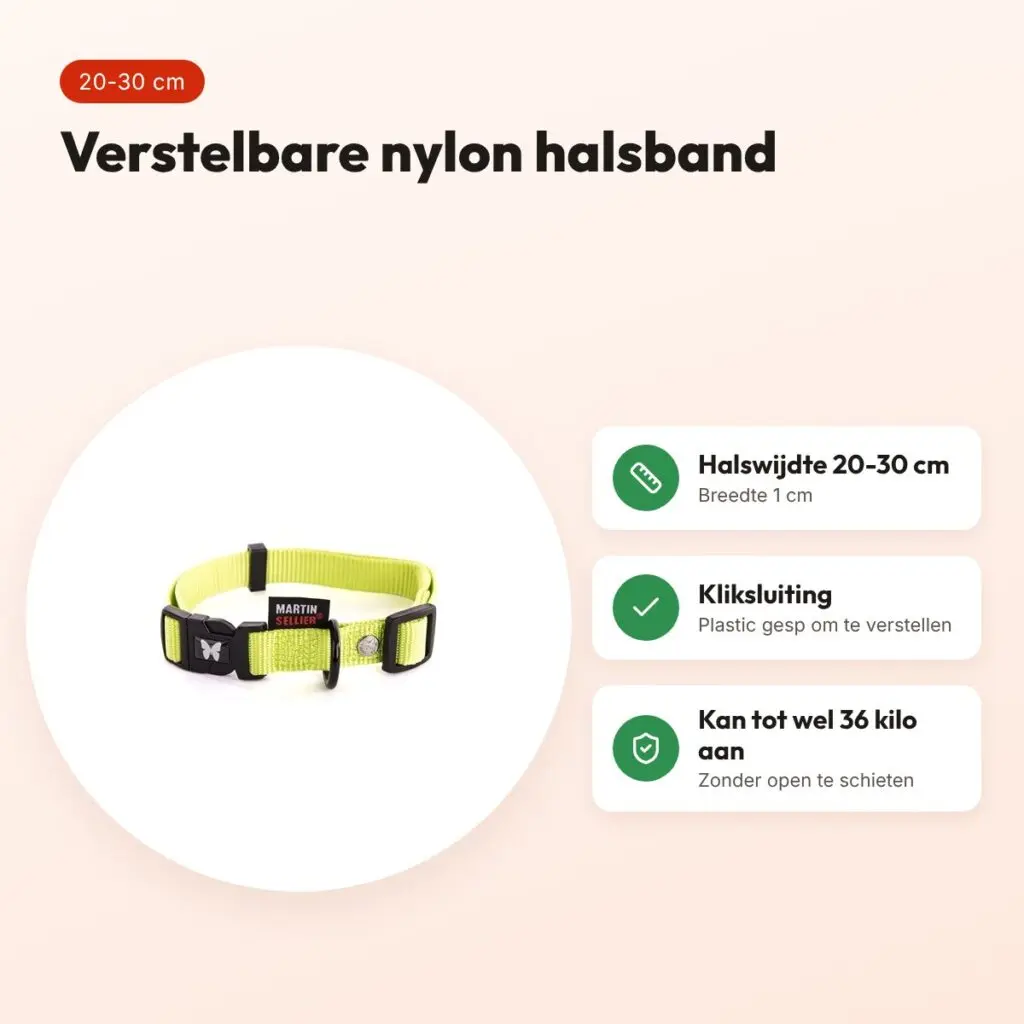 Martin verstelbare halsband nylon groen 20-30 cm – maat XS – voordelen
