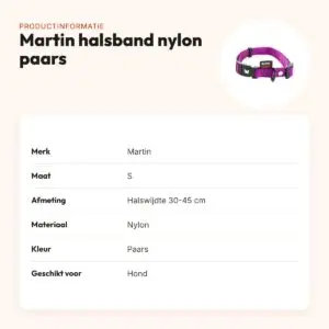 Martin verstelbare halsband nylon paars 30-45 cm – maat S – productinformatie