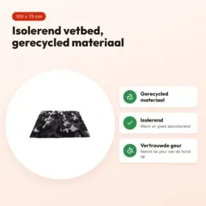Martin vetbed camouflage grijs 100 x 75 cm – gerecycled, isolerend – voordelen