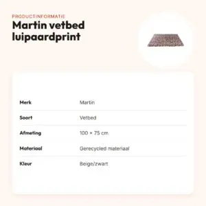 Martin vetbed luipaardprint beige/zwart 100 x 75 cm – gerecycled – productinformatie