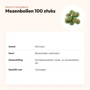 Mezenbollen 100 stuks – vetbollen met zonnebloempitten, haver en tarwe – productinformatie