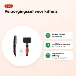 Mikki Classic Kitten Grooming Kit – slickerborstel, kam en vlooienkam – voordelen