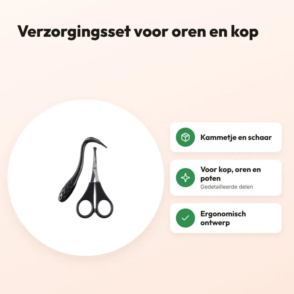 Mikki Classic verzorgingsset oren en kop – kammetje en schaar – voordelen