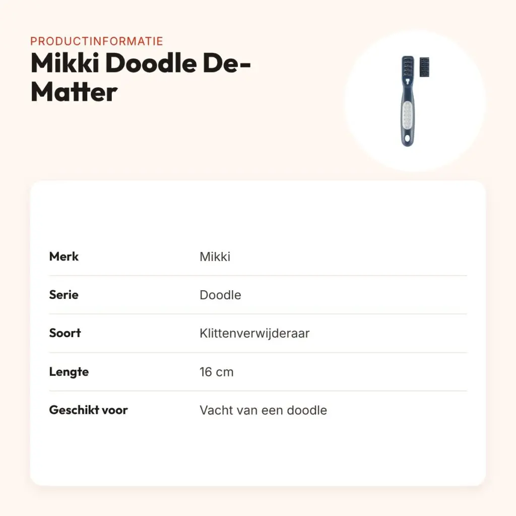 Mikki Doodle De-Matter klittenverwijderaar 16 cm – productinformatie