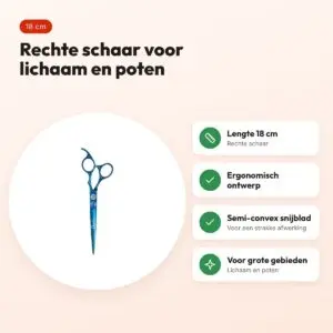 Mikki Doodle schaar recht 18 cm – ergonomisch, voor lichaam en poten – voordelen