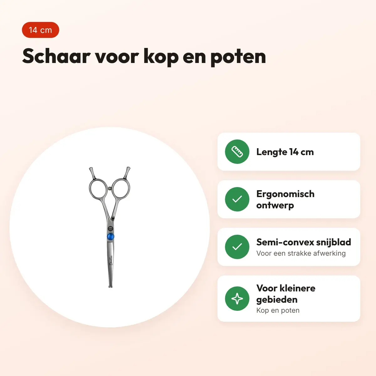 Mikki Doodle schaar voor kop en poten 14 cm – ergonomisch – voordelen