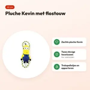 Minions hondenspeeltje Kevin 46 cm – pluche met flostouw – voordelen