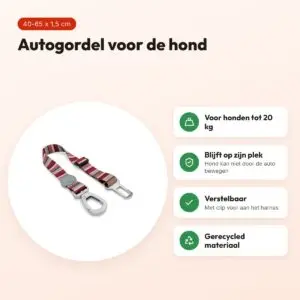 Morso autogordel hond Skyline rood/roze 40-65 x 1,5 cm – tot 20 kg – voordelen