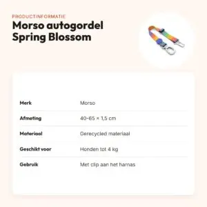 Morso autogordel hond Spring Blossom 40-65 x 1,5 cm – gerecycled, tot 4 kg – productinformatie
