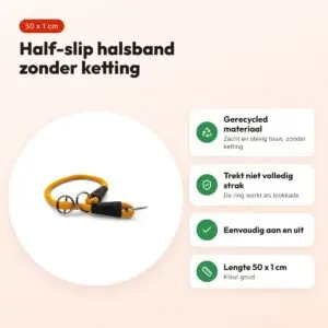 Morso half slip halsband gerecycled goud 50 cm – regular rope – voordelen