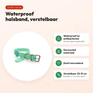 Morso halsband hond waterproof gerecycled groen 23-31 x 1,5 cm – voordelen