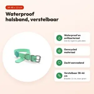 Morso halsband hond waterproof gerecycled groen 38-46 x 1,5 cm – voordelen