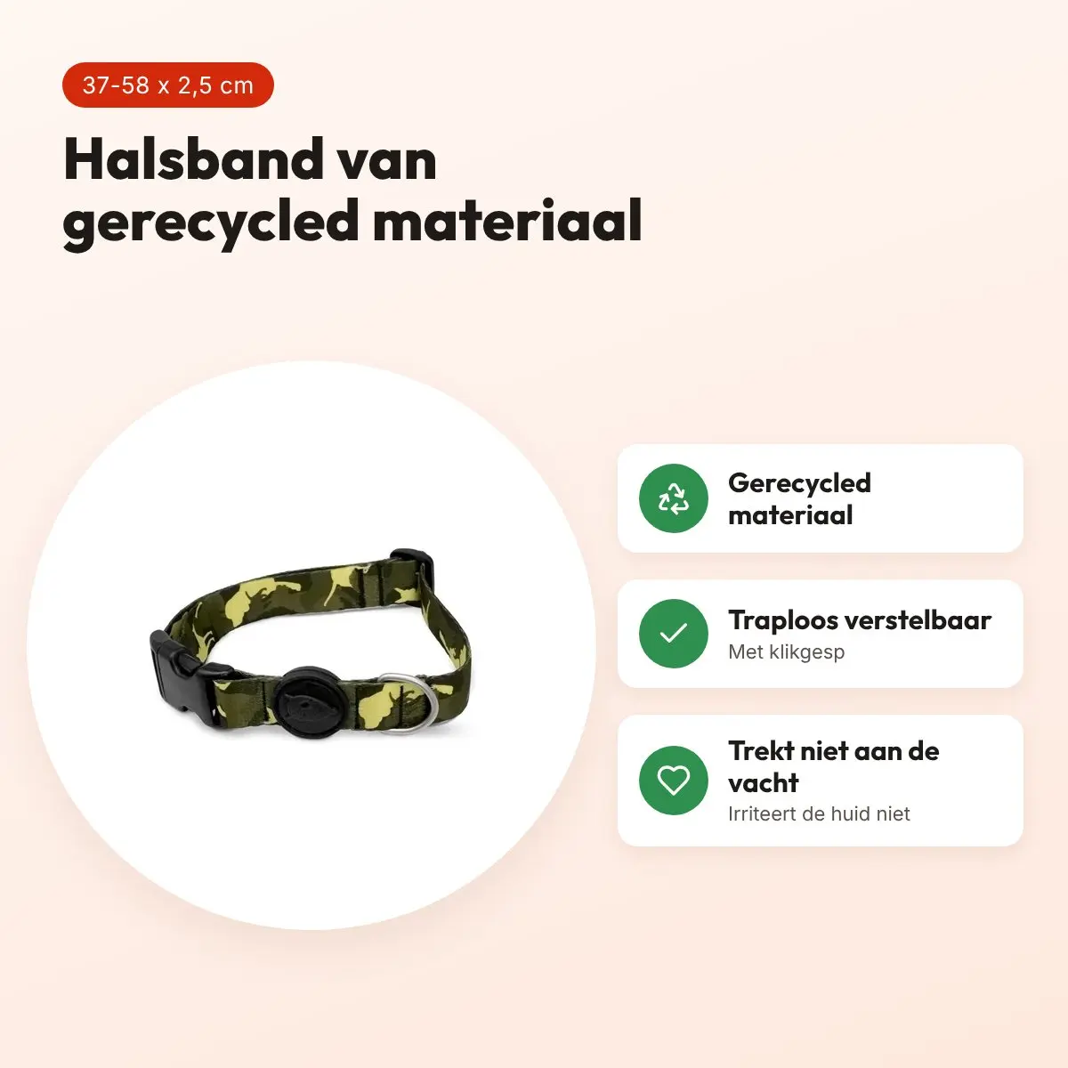 Morso hondenhalsband gerecycled Full Metal Dog bruin 37-58 x 2,5 cm – voordelen