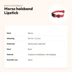 Morso hondenhalsband gerecycled Lipstick roze 43-70 x 2,5 cm – productinformatie