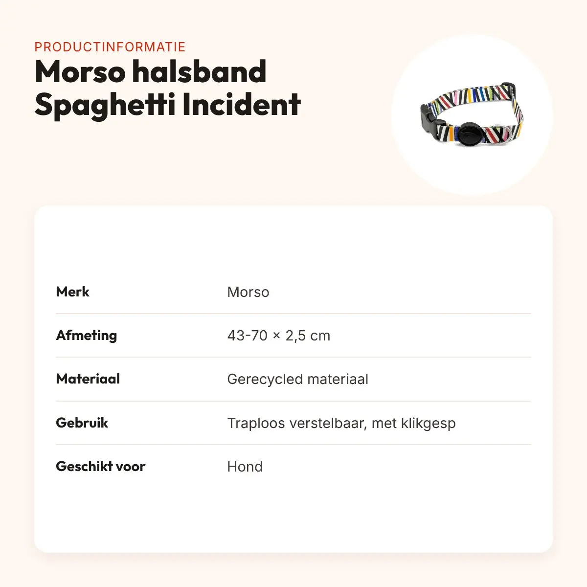 Morso hondenhalsband gerecycled Spaghetti Incident 43-70 x 2,5 cm – productinformatie