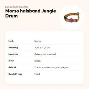 Morso hondenhalsband Jungle Drum groen 30-42 x 1,5 cm – gerecycled – productinformatie