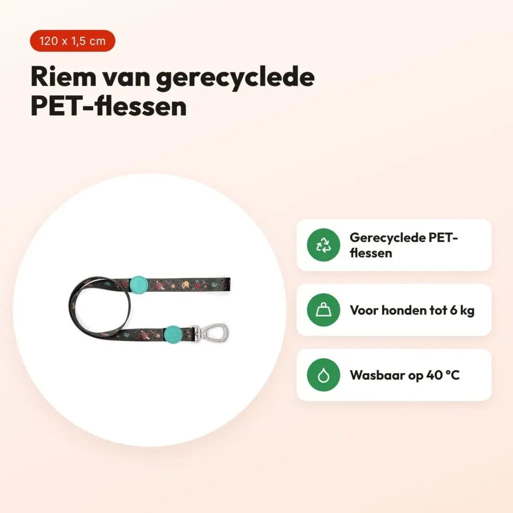 Morso hondenriem Ink Tank groen 120 x 1,5 cm – gerecycled, tot 6 kg – voordelen