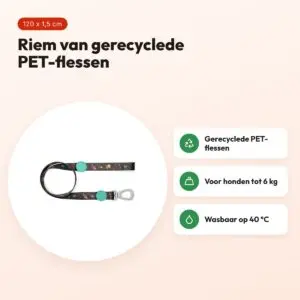 Morso hondenriem Ink Tank groen 120 x 1,5 cm – gerecycled, tot 6 kg – voordelen