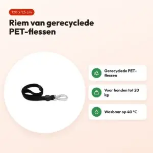 Morso hondenriem Pureness zwart 120 x 1,5 cm – gerecycled, tot 20 kg – voordelen