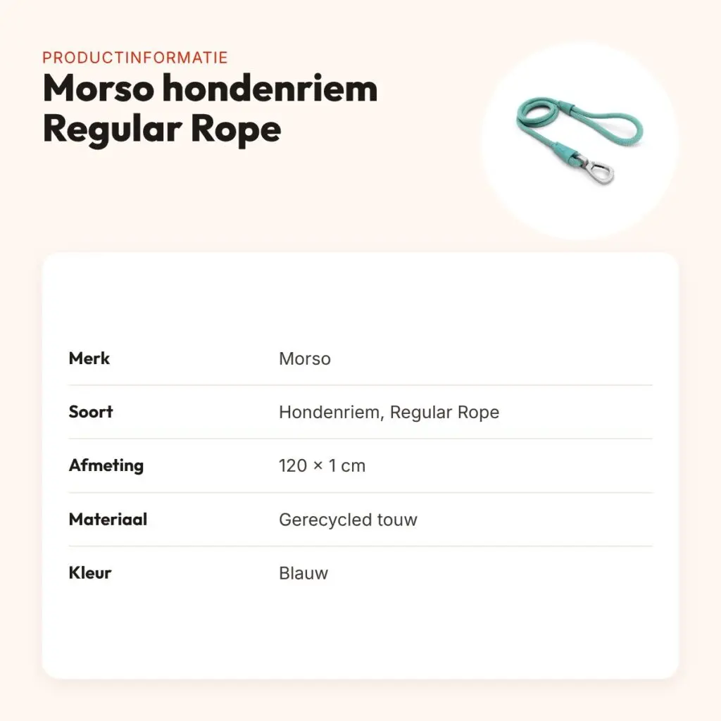 Morso hondenriem Regular Rope blauw 120 x 1 cm – productinformatie