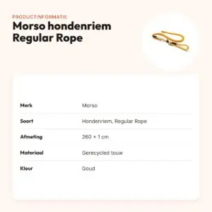 Morso hondenriem retrieverlijn hands free Regular Rope goud 260 x 1 cm – productinformatie