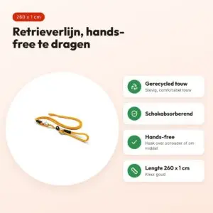 Morso hondenriem retrieverlijn hands free Regular Rope goud 260 x 1 cm – voordelen
