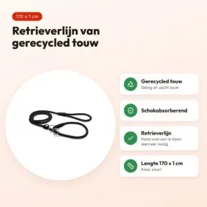 Morso hondenriem retrieverlijn Soft Rope zwart 170 x 1 cm – voordelen