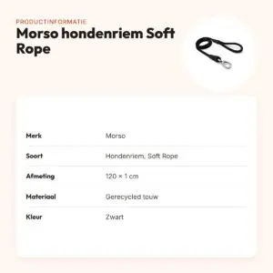 Morso hondenriem Soft Rope zwart 120 x 1 cm – productinformatie